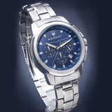 Buy Shop Maserati Successo Chronograph Blue Dial Silver Steel Strap Watch For Men - R8873621002 USA Online
