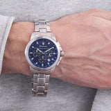 Buy Shop Maserati Successo Chronograph Blue Dial Silver Steel Strap Watch For Men - R8873621002 USA Online
