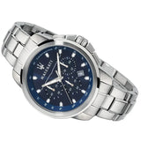 Buy Shop Maserati Successo Chronograph Blue Dial Silver Steel Strap Watch For Men - R8873621002 USA Online