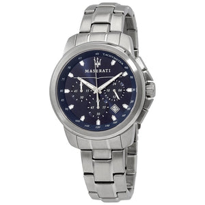 Buy Shop Maserati Successo Chronograph Blue Dial Silver Steel Strap Watch For Men - R8873621002 USA Online