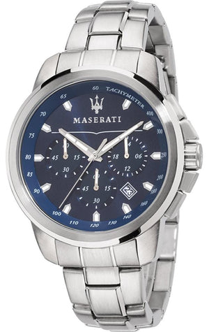 Buy Shop Maserati Successo Chronograph Blue Dial Silver Steel Strap Watch For Men - R8873621002 USA Online