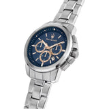 Buy Shop Maserati Successo Chronograph Blue Dial Silver Steel Strap Watch for Men - R8873621037 USA Online