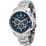Buy Shop Maserati Successo Chronograph Blue Dial Silver Steel Strap Watch for Men - R8873621037 USA Online