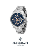 Buy Shop Maserati Successo Chronograph Blue Dial Silver Steel Strap Watch for Men - R8873621037 USA Online