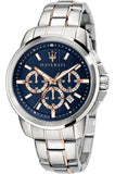 Buy Shop Maserati Successo Chronograph Blue Dial Silver Steel Strap Watch for Men - R8873621037 USA Online