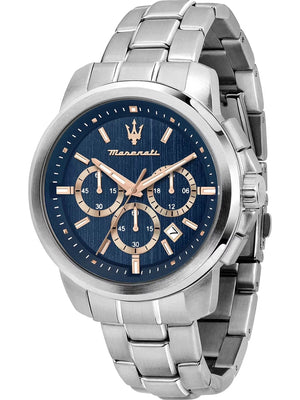 Buy Shop Maserati Successo Chronograph Blue Dial Silver Steel Strap Watch for Men - R8873621037 USA Online
