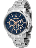Buy Shop Maserati Successo Chronograph Blue Dial Silver Steel Strap Watch for Men - R8873621037 USA Online