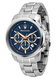 Buy Shop Maserati Successo Chronograph Blue Dial Silver Steel Strap Watch for Men - R8873621037 USA Online