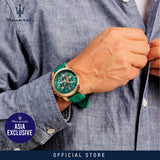 Buy Shop Maserati Successo Chronograph Green Dial Green Silicone Strap Watch for Men - R8871621038 USA Online