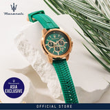 Buy Shop Maserati Successo Chronograph Green Dial Green Silicone Strap Watch for Men - R8871621038 USA Online
