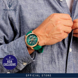 Buy Shop Maserati Successo Chronograph Green Dial Green Silicone Strap Watch for Men - R8871621038 USA Online