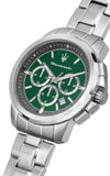 Buy Shop Maserati Successo Chronograph Green Dial Silver Steel Strap Watch For Men - R8873621017 USA Online