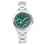 Buy Shop Maserati Successo Chronograph Green Dial Silver Steel Strap Watch For Men - R8873621017 USA Online