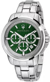 Buy Shop Maserati Successo Chronograph Green Dial Silver Steel Strap Watch For Men - R8873621017 USA Online