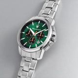 Buy Shop Maserati Successo Chronograph Green Dial Silver Steel Strap Watch for Men - R8873621043 USA Online