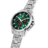 Buy Shop Maserati Successo Chronograph Green Dial Silver Steel Strap Watch for Men - R8873621043 USA Online