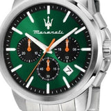 Buy Shop Maserati Successo Chronograph Green Dial Silver Steel Strap Watch for Men - R8873621043 USA Online