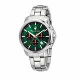 Buy Shop Maserati Successo Chronograph Green Dial Silver Steel Strap Watch for Men - R8873621043 USA Online