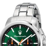 Buy Shop Maserati Successo Chronograph Green Dial Silver Steel Strap Watch for Men - R8873621043 USA Online