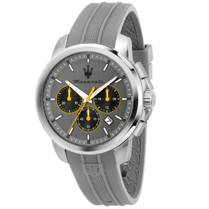 Buy Shop Maserati Successo Chronograph Grey Dial Grey Rubber Strap Watch for Men - R8871621043 USA Online