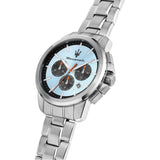 Buy Shop Maserati Successo Chronograph Ice Blue Dial Silver Steel Strap Watch for Men - R8873621044 USA Online
