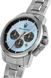 Buy Shop Maserati Successo Chronograph Ice Blue Dial Silver Steel Strap Watch for Men - R8873621044 USA Online
