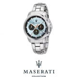 Buy Shop Maserati Successo Chronograph Ice Blue Dial Silver Steel Strap Watch for Men - R8873621044 USA Online