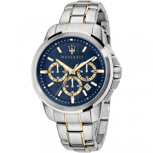 Buy Shop Maserati Successo Chronograph Quartz Blue Dial Silver Steel Strap Watch For Men - R8873621016 USA Online