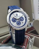 Buy Shop Maserati Successo Chronograph Silver Dial Blue Silicone Strap Watch for Men - R8871621042 USA Online