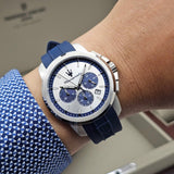 Buy Shop Maserati Successo Chronograph Silver Dial Blue Silicone Strap Watch for Men - R8871621042 USA Online