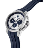 Buy Shop Maserati Successo Chronograph Silver Dial Blue Silicone Strap Watch for Men - R8871621042 USA Online