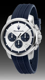 Buy Shop Maserati Successo Chronograph Silver Dial Blue Silicone Strap Watch for Men - R8871621042 USA Online