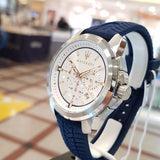Buy Shop Maserati Successo Chronograph White Dial Blue Rubber Strap Watch For Men - R8871621013 USA Online