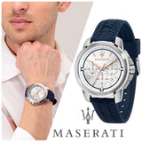 Buy Shop Maserati Successo Chronograph White Dial Blue Rubber Strap Watch For Men - R8871621013 USA Online