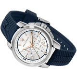 Buy Shop Maserati Successo Chronograph White Dial Blue Rubber Strap Watch For Men - R8871621013 USA Online