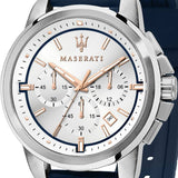 Buy Shop Maserati Successo Chronograph White Dial Blue Rubber Strap Watch For Men - R8871621013 USA Online