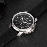 Buy Shop Maserati Successo Chronoraph Black Dial Black Silicon Strap Watch For Men - R8871621014 USA Online