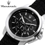Buy Shop Maserati Successo Chronoraph Black Dial Black Silicon Strap Watch For Men - R8871621014 USA Online