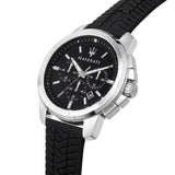 Buy Shop Maserati Successo Chronoraph Black Dial Black Silicon Strap Watch For Men - R8871621014 USA Online
