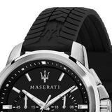 Buy Shop Maserati Successo Chronoraph Black Dial Black Silicon Strap Watch For Men - R8871621014 USA Online