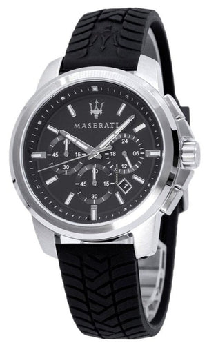 Buy Shop Maserati Successo Chronoraph Black Dial Black Silicon Strap Watch For Men - R8871621014 USA Online