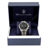 Buy Shop Maserati Tradizione Chronograph Black Dial Silver Steel Strap Watch for Men - R8873646004 USA Online