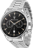 Buy Shop Maserati Tradizione Chronograph Black Dial Silver Steel Strap Watch for Men - R8873646004 USA Online
