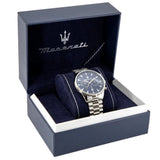 Buy Shop Maserati Tradizione Chronograph Blue Dial Silver Steel Strap Watch for Men - R8873646005 USA Online