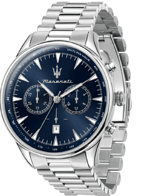 Buy Shop Maserati Tradizione Chronograph Blue Dial Silver Steel Strap Watch for Men - R8873646005 USA Online