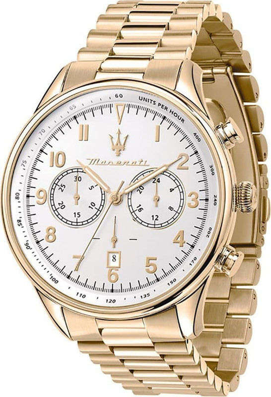 Buy Shop Maserati Tradizione Chronograph White Dial Gold Steel Strap Watch for Men - R8873646003 USA Online