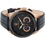 Buy Shop Maserati Traguardo 45mm Black Dial Watch Black Strap For Men - R8871612025 USA Online