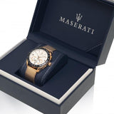 Buy Shop Maserati Traguardo 45mm Chronograph Rose Gold Mesh Strap White Dial Watch For Men - R8873612011 USA Online