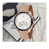 Buy Shop Maserati Traguardo 45mm Chronograph Rose Gold Mesh Strap White Dial Watch For Men - R8873612011 USA Online