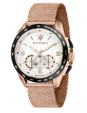 Buy Shop Maserati Traguardo 45mm Chronograph Rose Gold Mesh Strap White Dial Watch For Men - R8873612011 USA Online
